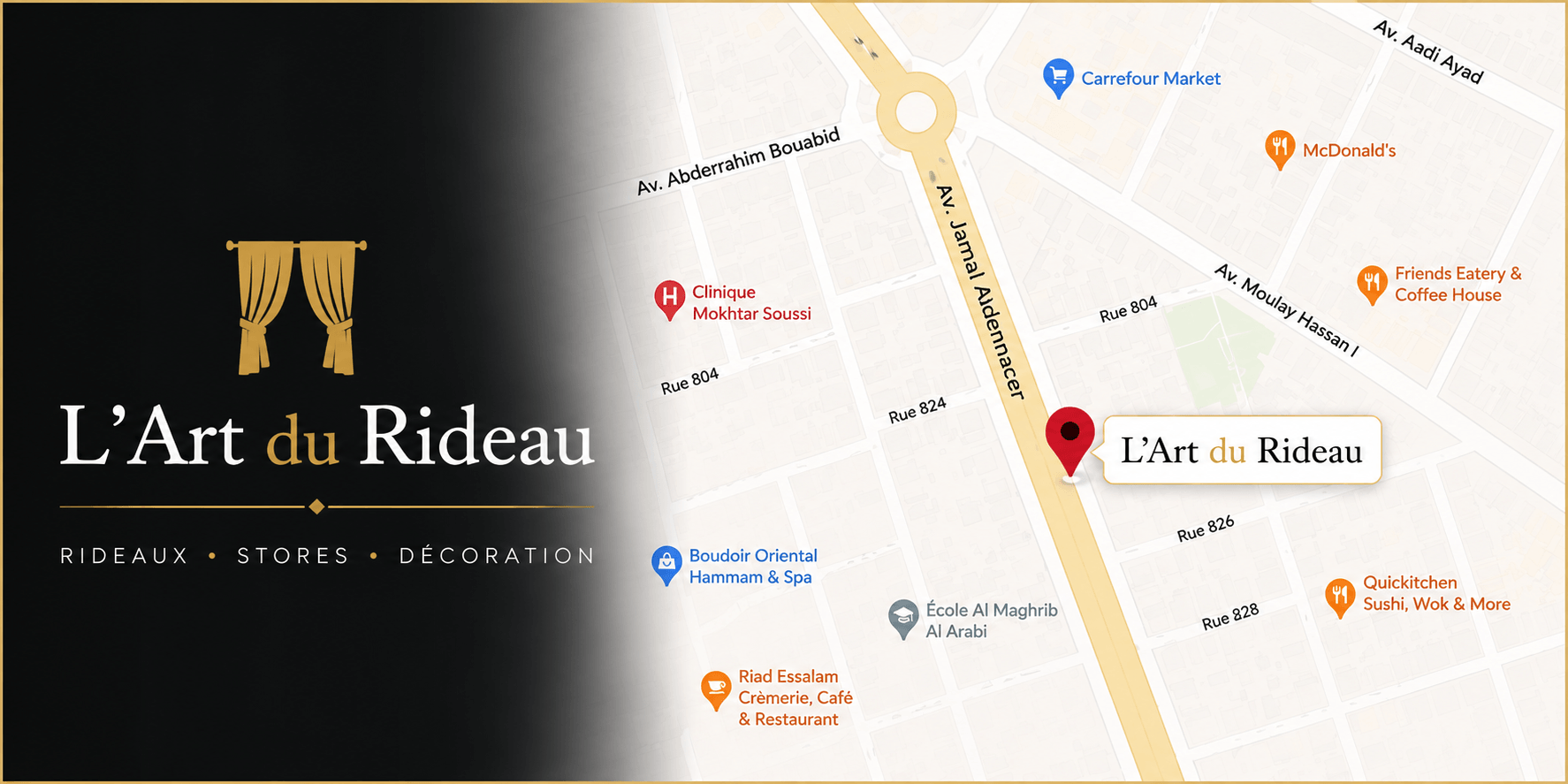 L'Art du Rideau Agadir - Localisation du showroom